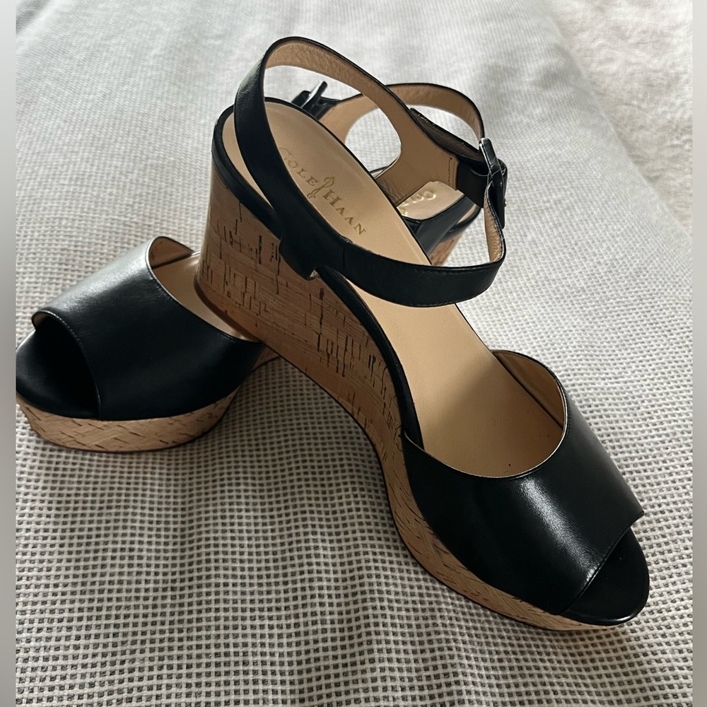 Cole Haan black wedge sandal